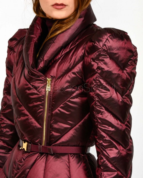 Elisabetta Franchi Piumino in Tessuto Vela con Baschina Merlot  PI89Z56E2 EA4
