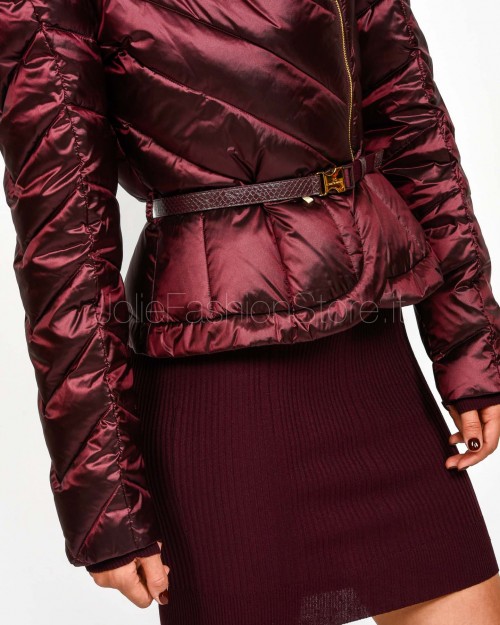 Elisabetta Franchi Piumino in Tessuto Vela con Baschina Merlot  PI89Z56E2 EA4