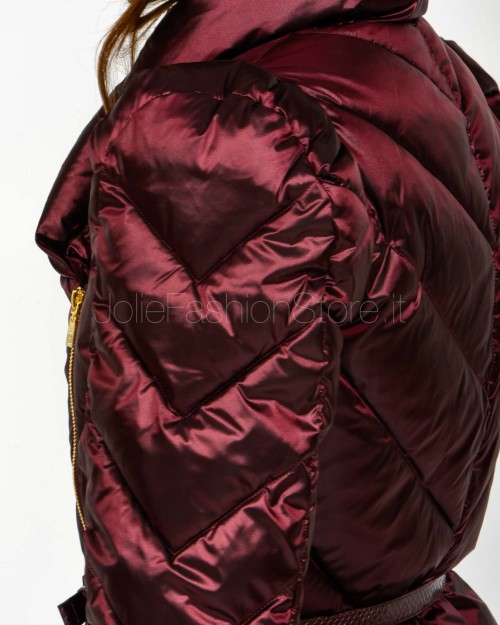 Elisabetta Franchi Piumino in Tessuto Vela con Baschina Merlot  PI89Z56E2 EA4