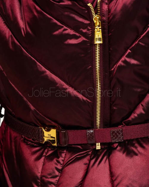 Elisabetta Franchi Piumino in Tessuto Vela con Baschina Merlot  PI89Z56E2 EA4