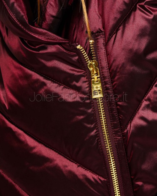 Elisabetta Franchi Piumino in Tessuto Vela con Baschina Merlot  PI89Z56E2 EA4
