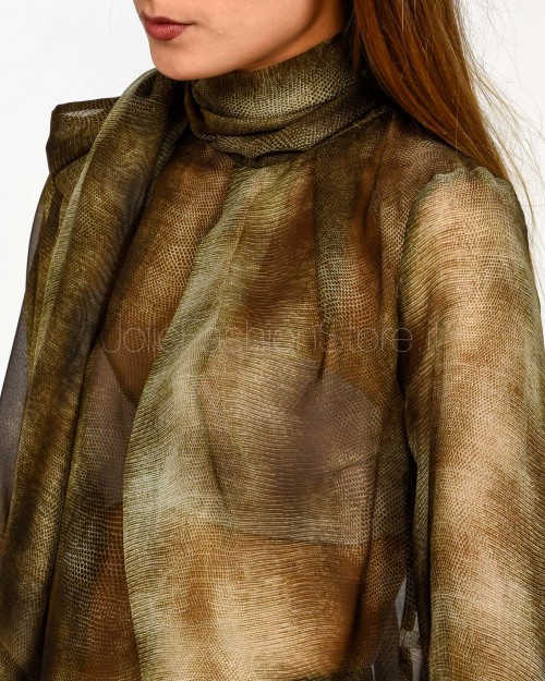 Elisabetta Franchi Blusa in Voile con Stampa Pitone Lizard  CA12857E2 EL1