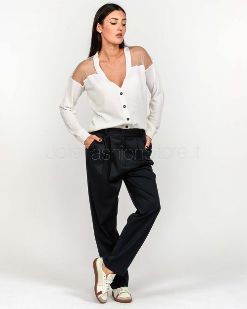 Meimeij Cardigan In Lana Bianco