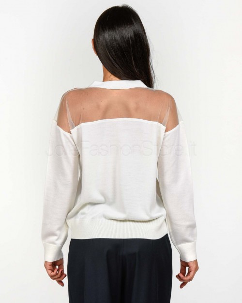 Meimeij Cardigan In Lana Bianco  M5FZ66 111
