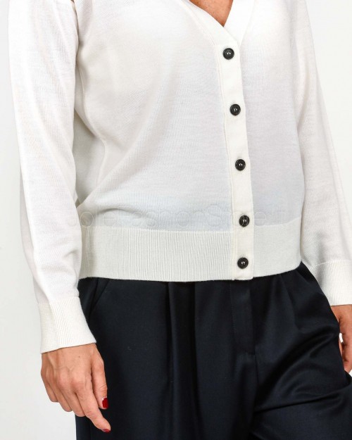 Meimeij Cardigan In Lana Bianco  M5FZ66 111