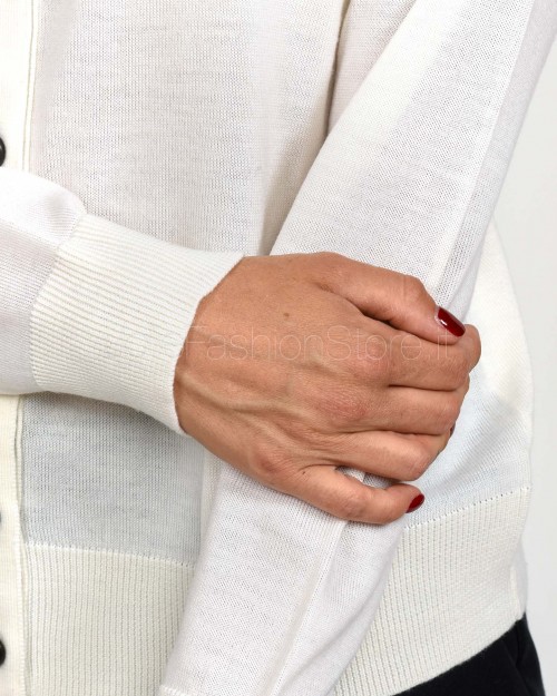 Meimeij Cardigan In Lana Bianco  M5FZ66 111
