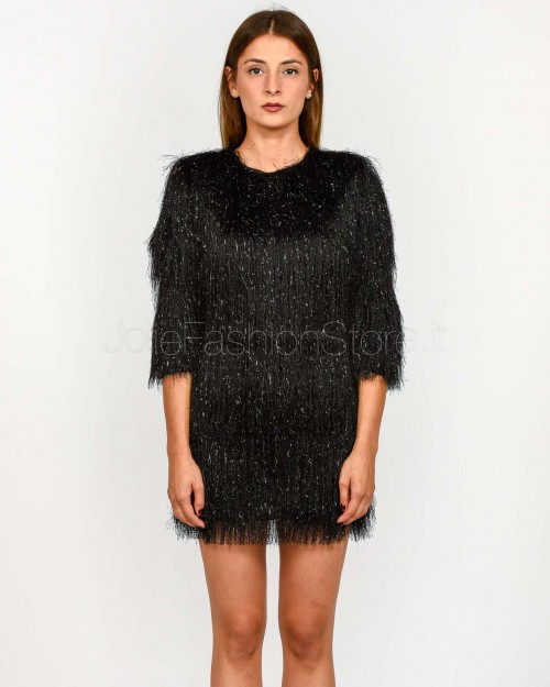 Actualee Abito Frange Lurex Nero  LX1230 NERO