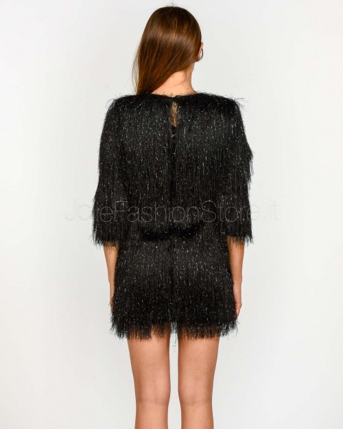 Actualee Abito Frange Lurex Nero  LX1230 NERO