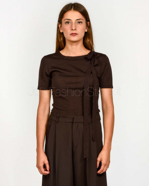 Solo Tre Silk and Wool Sweater with Fondant Bow  M3F0004 FU 69S FONDENTE