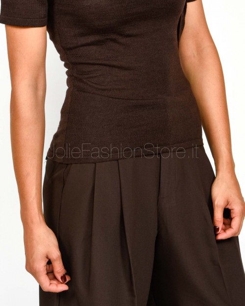 Solo Tre Silk and Wool Sweater with Fondant Bow  M3F0004 FU 69S FONDENTE