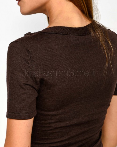 Solo Tre Silk and Wool Sweater with Fondant Bow  M3F0004 FU 69S FONDENTE
