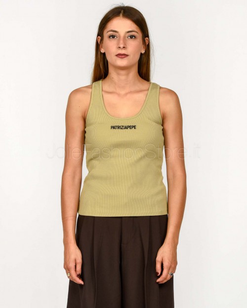 Patrizia Pepe Top a Costine in Cotone Stone Beige  8M1617 J216 B833