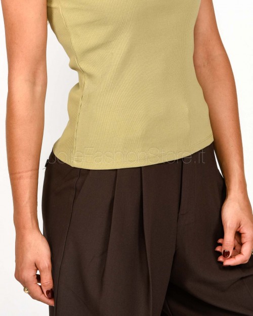 Patrizia Pepe Top a Costine in Cotone Stone Beige  8M1617 J216 B833