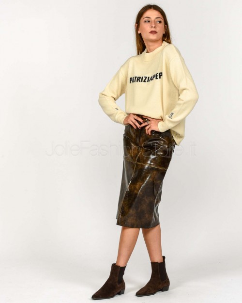 Patrizia Pepe Maglione Girocollo con Logo Natural Dust  8K0335 K282 W402