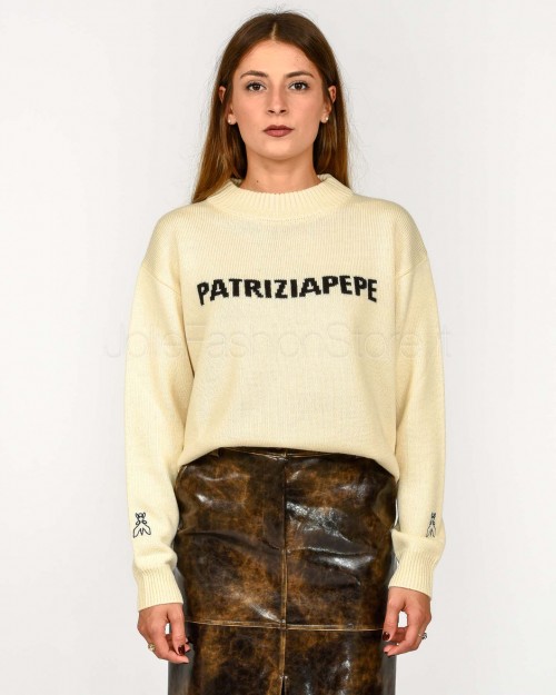 Patrizia Pepe Maglione Girocollo con Logo Natural Dust  8K0335 K282 W402