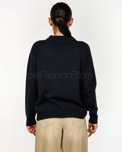 Patrizia Pepe Maglione Girocollo con Logo Navy  8K0335 K282 C789
