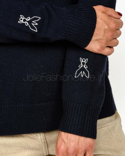Patrizia Pepe Maglione Girocollo con Logo Navy  8K0335 K282 C789