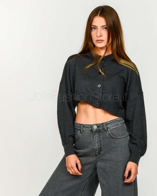 Meimeij Cardigan Crop Storm Grey  M5FZ09 783