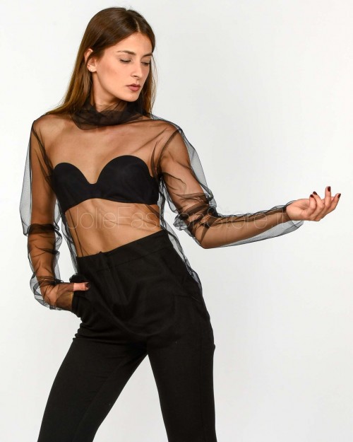 Meimeij Maglia in Tulle Nero