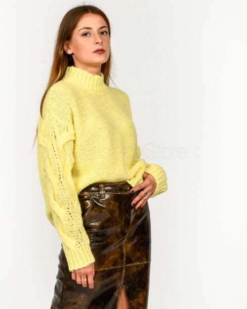 Meimeij Maglione Treccia su Maniche Colore Macaron