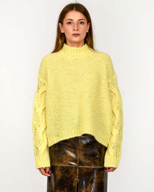 Meimeij Maglione Treccia su Maniche Colore Macaron  M5IZ92 833