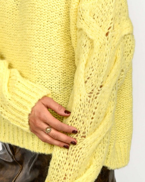 Meimeij Maglione Treccia su Maniche Colore Macaron  M5IZ92 833