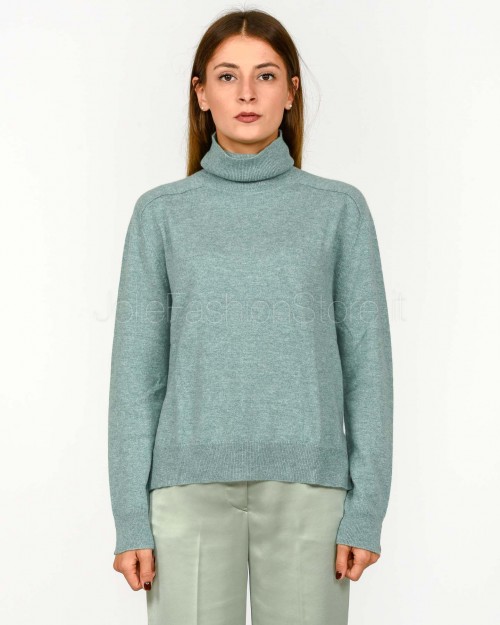 Not Shy Aquamarine Cashmere Turtleneck Sweater Model Pola  POLA AH25 AQUAMARINE