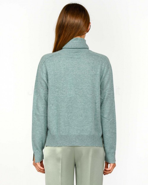 Not Shy Aquamarine Cashmere Turtleneck Sweater Model Pola  POLA AH25 AQUAMARINE