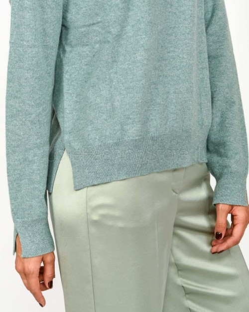 Not Shy Aquamarine Cashmere Turtleneck Sweater Model Pola  POLA AH25 AQUAMARINE