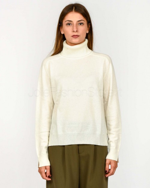 Not Shy Maglione Collo Alto Bianco in Cashmere Modello Pola  POLA AH25 ECRU