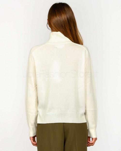 Not Shy Maglione Collo Alto Bianco in Cashmere Modello Pola  POLA AH25 ECRU