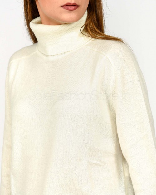 Not Shy Maglione Collo Alto Bianco in Cashmere Modello Pola  POLA AH25 ECRU
