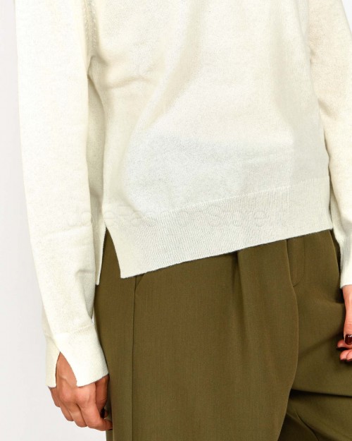 Not Shy Maglione Collo Alto Bianco in Cashmere Modello Pola  POLA AH25 ECRU