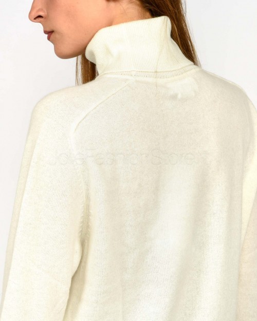 Not Shy Maglione Collo Alto Bianco in Cashmere Modello Pola  POLA AH25 ECRU