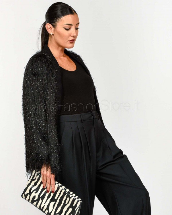 Actualee Bomber Nero Con Frange  LX1274 NERO