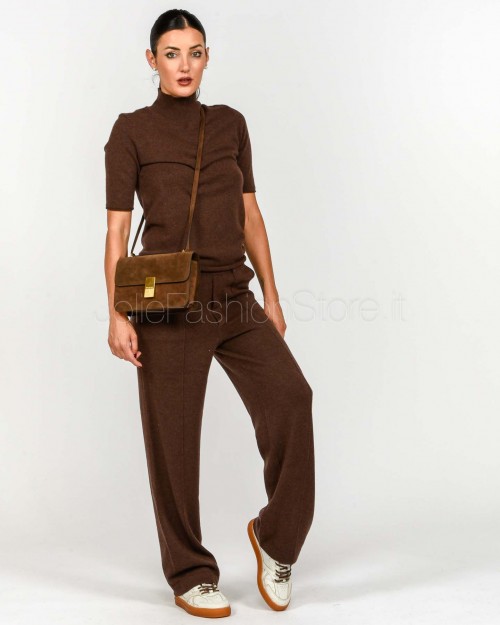 Not Shy Maglia Maniche Corte in Cashmere Marrone Modello Madaleine  MADALEINE COFFEE