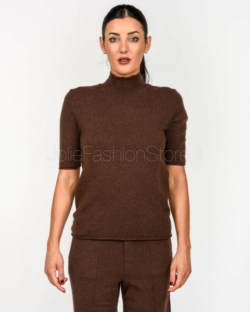 Not Shy Maglia Maniche Corte in Cashmere Marrone Modello Madaleine  MADALEINE COFFEE