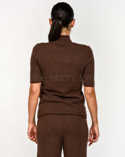 Not Shy Maglia Maniche Corte in Cashmere Marrone Modello Madaleine  MADALEINE COFFEE
