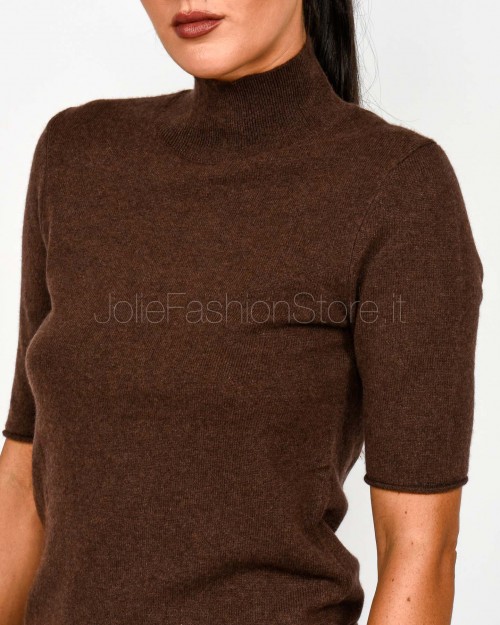 Not Shy Maglia Maniche Corte in Cashmere Marrone Modello Madaleine  MADALEINE COFFEE