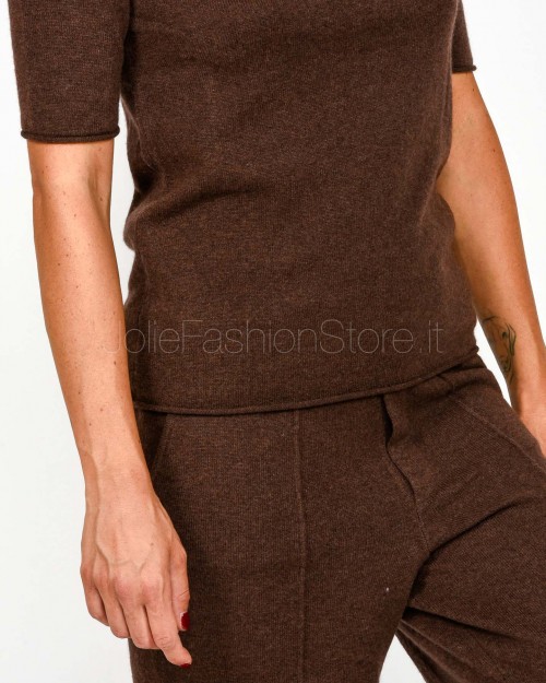 Not Shy Maglia Maniche Corte in Cashmere Marrone Modello Madaleine  MADALEINE COFFEE