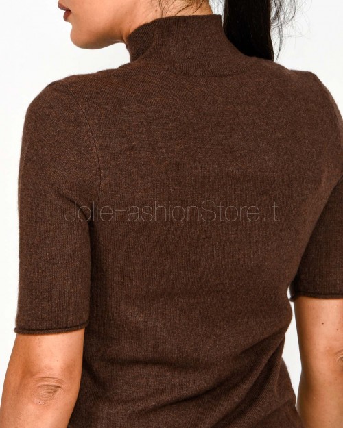 Not Shy Maglia Maniche Corte in Cashmere Marrone Modello Madaleine  MADALEINE COFFEE
