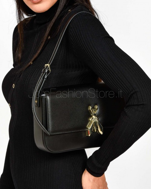 Patrizia Pepe Abito a Costine Collo Alto Nero Con Bottoni  8A1549 K280 K103