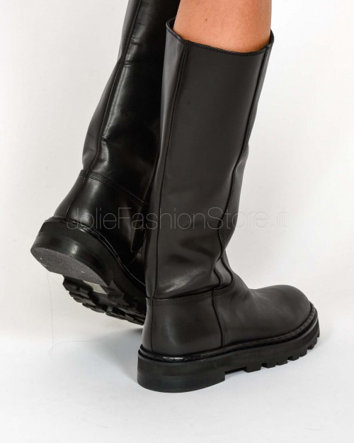Patrizia Pepe Stivali in Pelle Nero Dettaglio Silver  8Y0135 L048 FB30