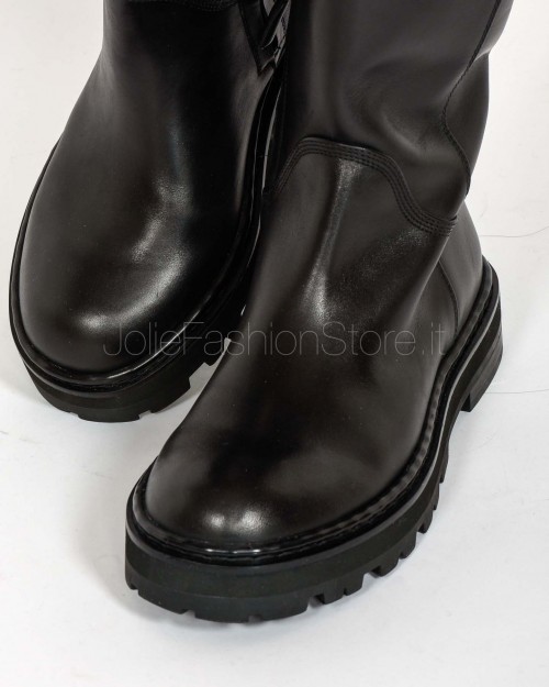 Patrizia Pepe Stivali in Pelle Nero Dettaglio Silver  8Y0135 L048 FB30