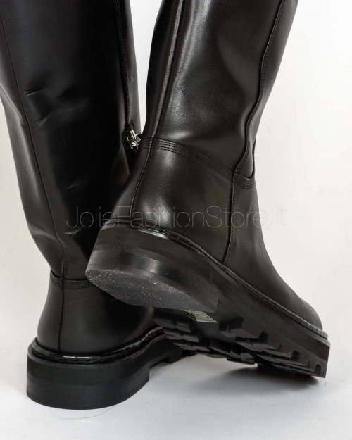 Patrizia Pepe Stivali in Pelle Nero Dettaglio Silver  8Y0135 L048 FB30