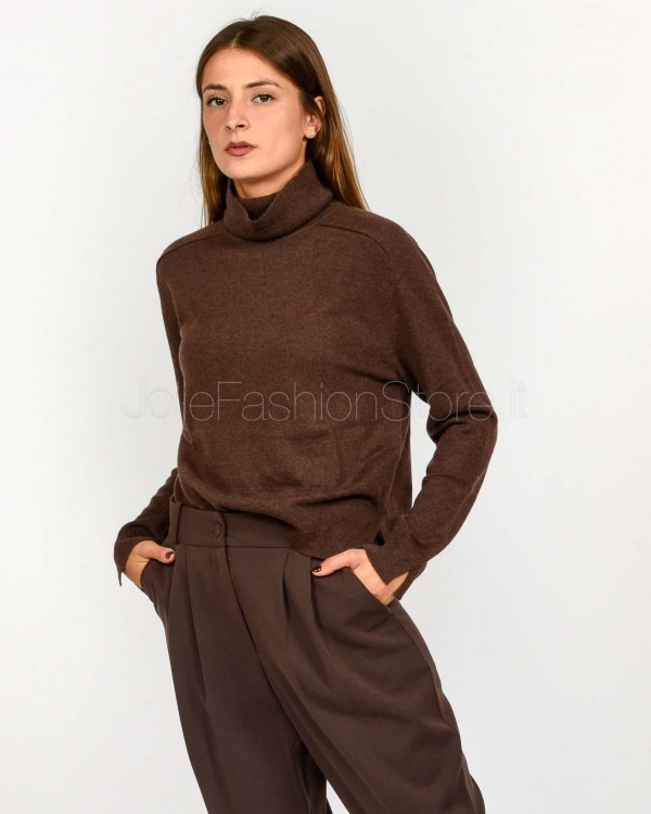 Not Shy Maglione Collo Alto Coffee in Cashmere Modello Pola  POLA AH25 COFFEE