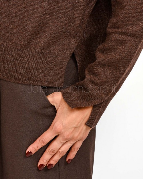 Not Shy Maglione Collo Alto Coffee in Cashmere Modello Pola  POLA AH25 COFFEE