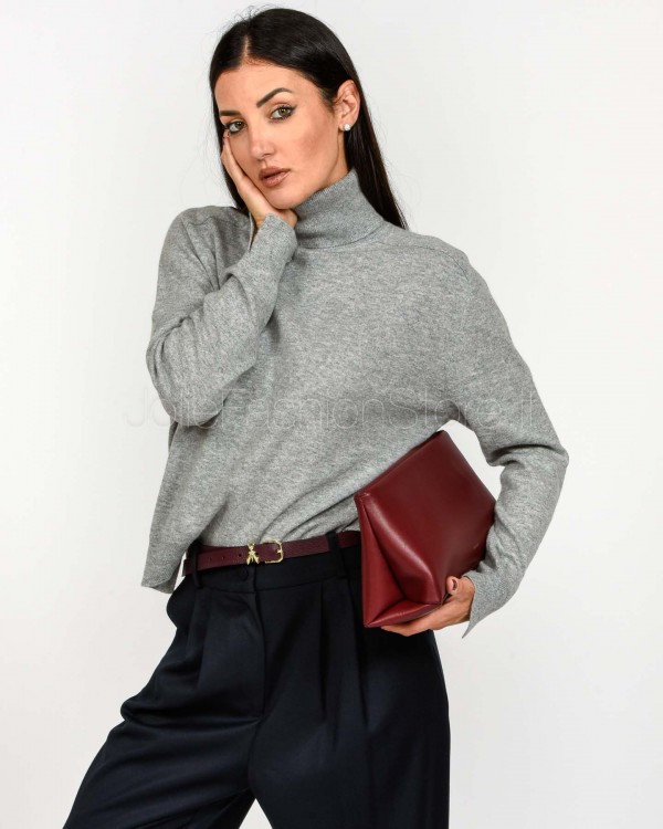 Not Shy Maglione Collo Alto Grigio in Cashmere Modello Pola  POLA AH25 GRIS CHINE