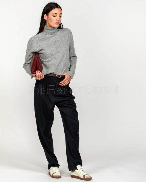 Not Shy Maglione Collo Alto Grigio in Cashmere Modello Pola  POLA AH25 GRIS CHINE