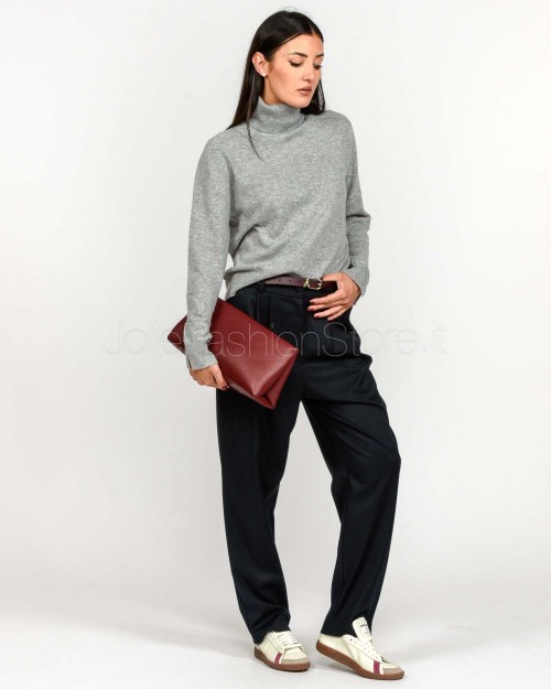 Not Shy Maglione Collo Alto Grigio in Cashmere Modello Pola  POLA AH25 GRIS CHINE